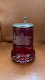 Bierpul, 1880, Godesberg. Cranberryglas, Antiek en Kunst, Antiek | Glas en Kristal, Ophalen of Verzenden