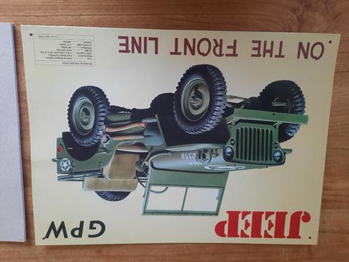 metalen borden Jeep GPW, Harley, Mustang, Kreidler, John Dee, Verzamelen, Merken en Reclamevoorwerpen, Zo goed als nieuw, Reclamebord