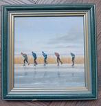 Sietse Wiersma schaatsers verf op paneeltje, Antiek en Kunst, Verzenden