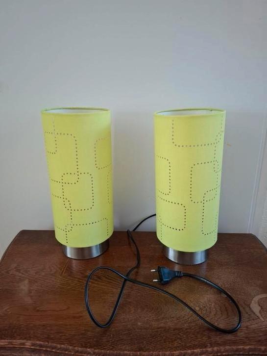 Twee retro groene toutch lampen, Huis en Inrichting, Lampen | Tafellampen, Zo goed als nieuw, Minder dan 50 cm, Ophalen of Verzenden