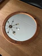 Grote vintage houten spiegel / Scandinavie, Ophalen, Rond, Zo goed als nieuw, Minder dan 100 cm