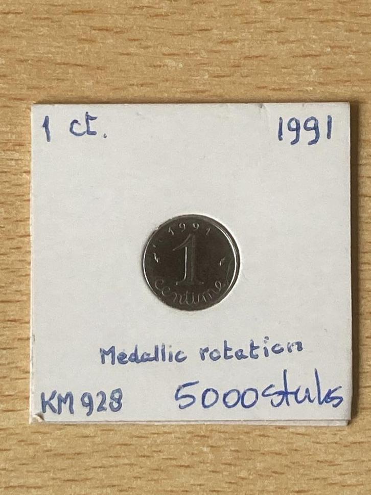 Frankrijk munt 1 centime 1991 (zeldzaam), Postzegels en Munten, Munten | Europa | Niet-Euromunten, Losse munt, Frankrijk, Verzenden