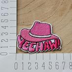 Strijk embleem applicatie Patch Roze cowboy hoed yeehaw   