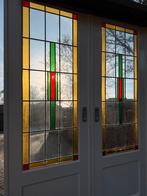 Set schuif / en-suite deuren met glas in lood 211.5x145cm., Ophalen