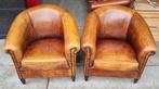 2x Chesterfield schapenleren fauteuil leer + GRATIS BEZORGD, Huis en Inrichting, Fauteuils, Gebruikt, Chesterfield, Ophalen of Verzenden