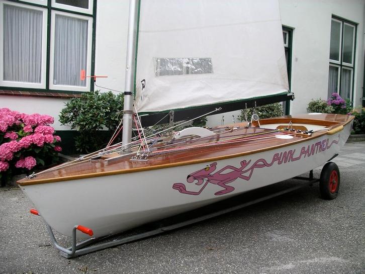 Zeer mooie OK-Jol (NED349), Watersport en Boten, Open zeilboten, Gebruikt, Overige typen, 3 tot 6 meter, Hout, Geen motor, Ophalen