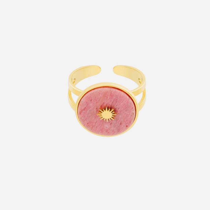 NIEUW! Statement ring / rond / natuursteen / goudkleurig, Sieraden, Tassen en Uiterlijk, Ringen, Nieuw, Dame, 17 tot 18, Goud