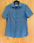 Sale! Heren blouse korte mouw, leuke print River Island (S), Blauw, Zo goed als nieuw, River Island, Halswijdte 39/40 (M)