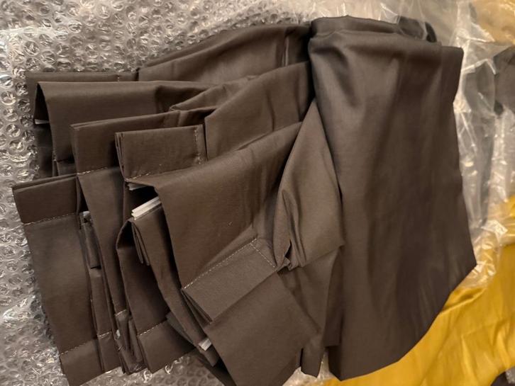 Taupe, grijs en gele taft gordijnen, Huis en Inrichting, Stoffering | Gordijnen en Lamellen, Zo goed als nieuw, 200 cm of meer