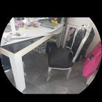 Witte hoogglans eettafel met zwarte glas, Ophalen