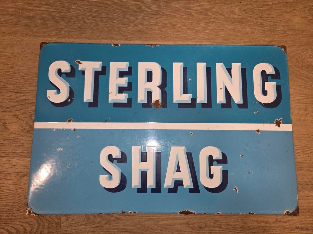 Emaille Bord Sterling Shag, Verzamelen, Merken en Reclamevoorwerpen, Ophalen of Verzenden