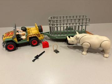 Playmobil 4832 Off-road auto met aanhanger en neushoorn beschikbaar voor biedingen