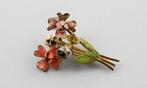 vintage broche AZUB Austria boeket bloemen, Overige materialen, 4 tot 7 cm, Gebruikt, Overige kleuren