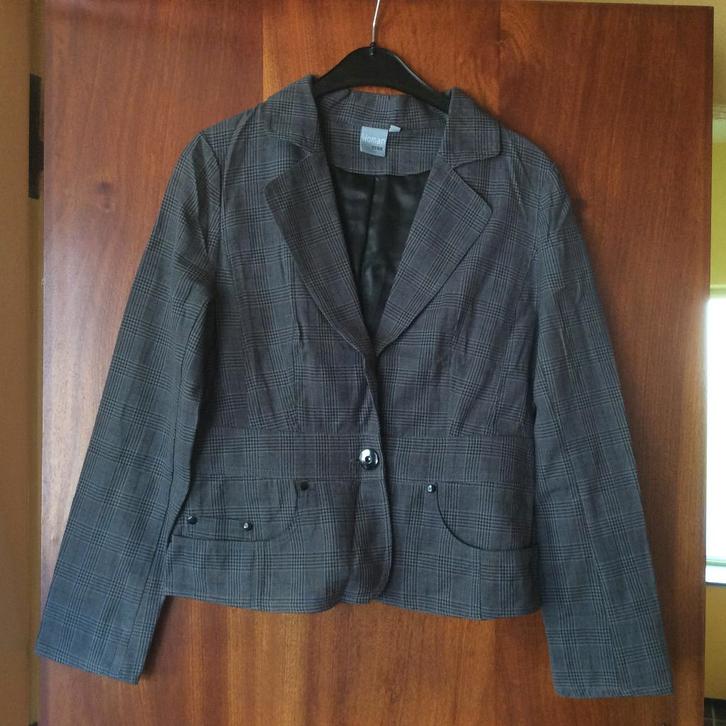 Dames colbert - blazer - jasje - mt M, Kleding | Dames, Jasjes, Kostuums en Pakken, Zo goed als nieuw, Jasje, Maat 38/40 (M), Grijs