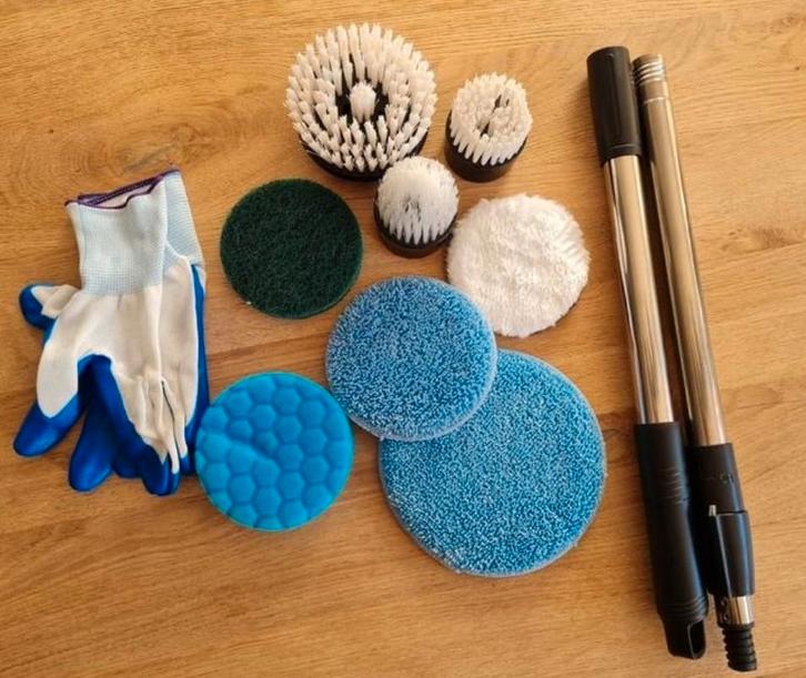 8 verschillende opzet stukken + telescoop verlengstuk| Skrub, Huis en Inrichting, Schoonmaakartikelen, Overige typen, Ophalen of Verzenden