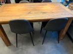 Stoere houten tafel met stoelen, Huis en Inrichting, Tafels | Eettafels, Ophalen, Gebruikt, 100 tot 150 cm, Eikenhout