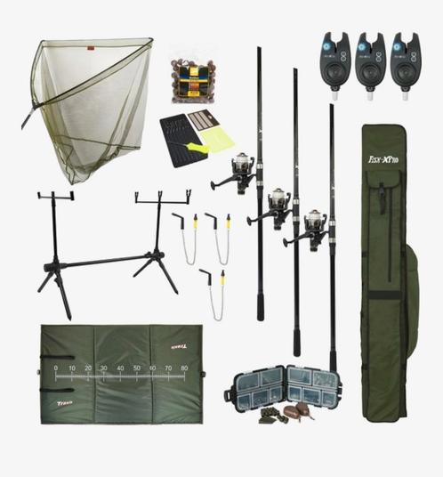 FISH-XPRO Improve karperset 3-Rod 3 hengels en veel extra’s, Watersport en Boten, Hengelsport | Karpervissen, Nieuw, Complete set