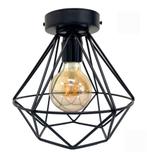 Wire Plafondlamp Zwart - Plafond verlichting - Metaal - Ø21, Ophalen of Verzenden, Nieuw, Glas