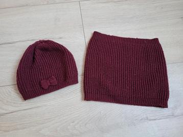 H&M bordeaux rode kol en muts maat 98/104 ~ SJ2707 beschikbaar voor biedingen