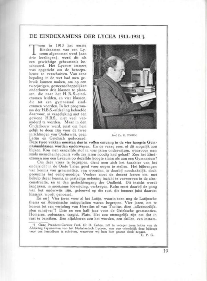 Het Amsterdamsch Lyceum 1917 - 1932 ~ David Cohen, Boeken, Geschiedenis | Stad en Regio, Gelezen, 20e eeuw of later, Verzenden