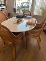 Vintage retro stoelen bamboe 4 x, Huis en Inrichting, Stoelen, Ophalen, Zo goed als nieuw, Bruin, Twee