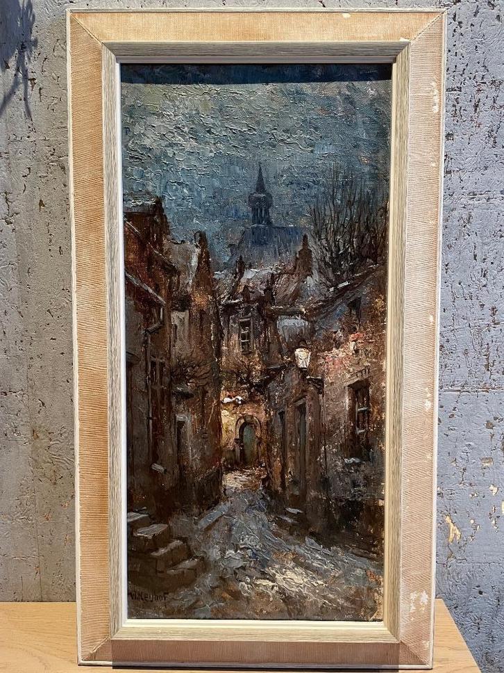 Walter Neuhof – Maastricht bij nacht – olieverf – gesigneerd, Antiek en Kunst, Kunst | Schilderijen | Klassiek, Ophalen of Verzenden