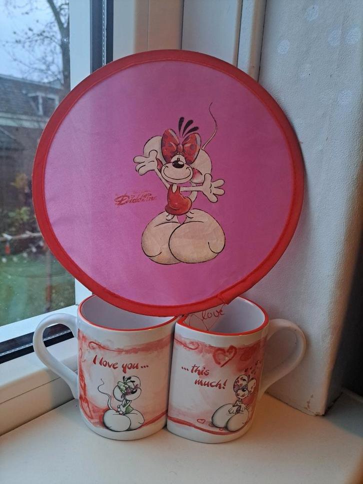 Diddl & Diddlina Mokken + Frisbee, Verzamelen, Diddl, Gebruikt, Servies, Diddl, Ophalen of Verzenden