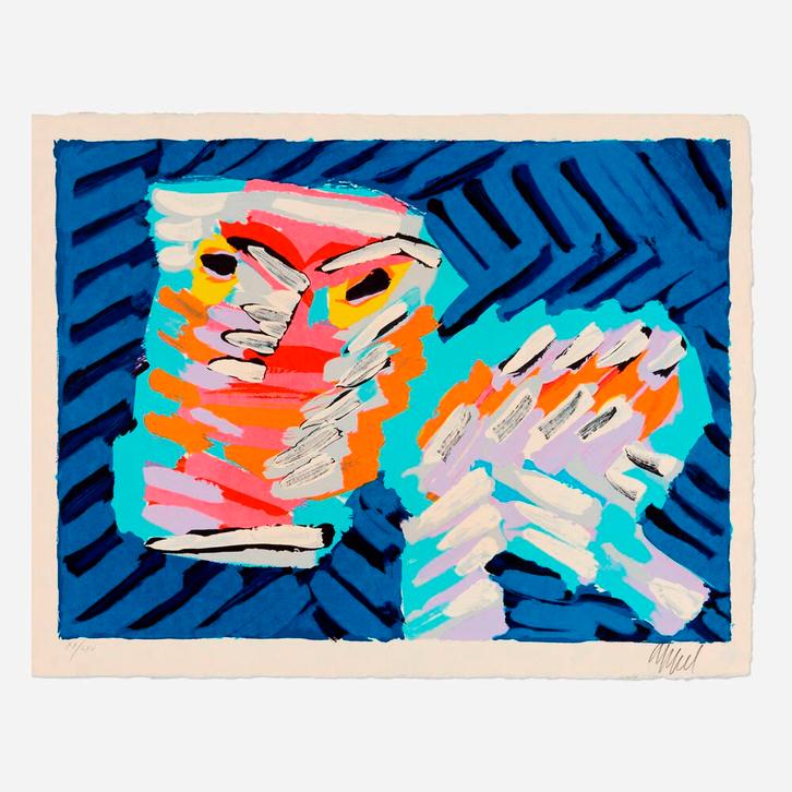 Kleurrijke Abstracte litho Karel Appel, Antiek en Kunst, Kunst | Litho's en Zeefdrukken, Ophalen of Verzenden