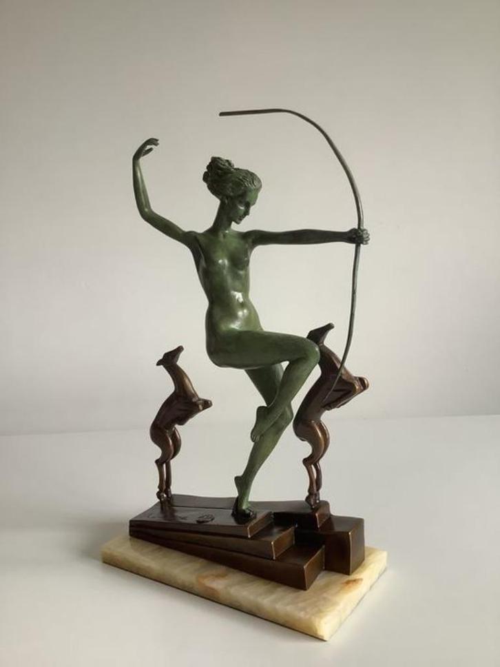 prachtig art deco bronzen beeld Diana, Antiek en Kunst, Antiek | Koper en Brons, Brons, Ophalen of Verzenden