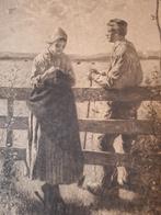 Jong stel bij een hek verliefd door Carl Dake, Antiek en Kunst, Kunst | Etsen en Gravures, Ophalen of Verzenden