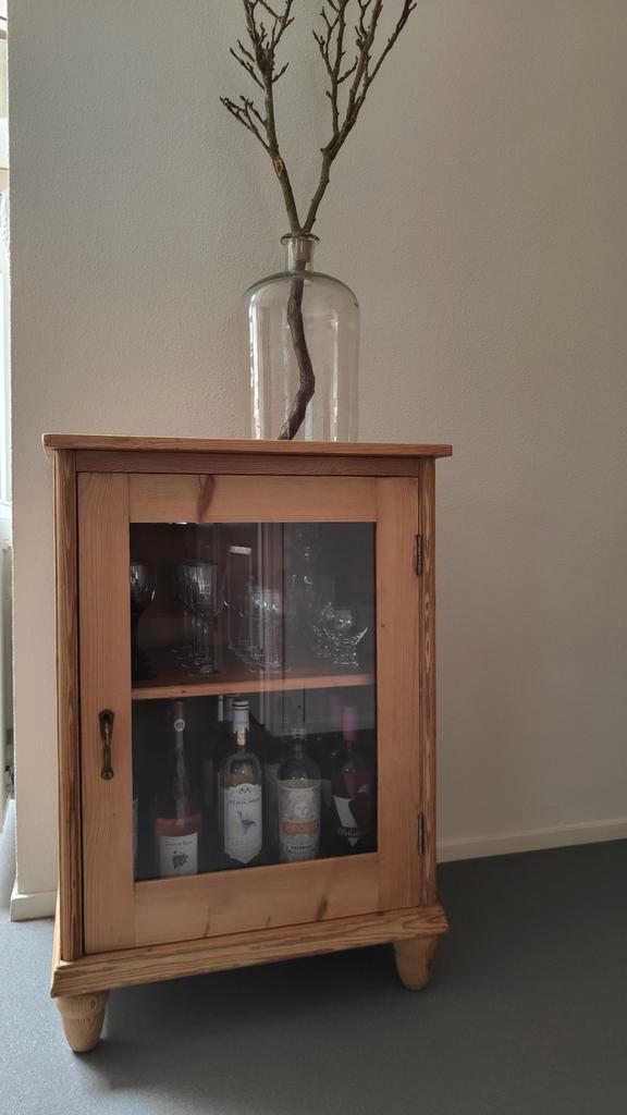 Oud grenen kastje / wijnkast / spekkast /;theekastje, Antiek en Kunst, Curiosa en Brocante, Ophalen