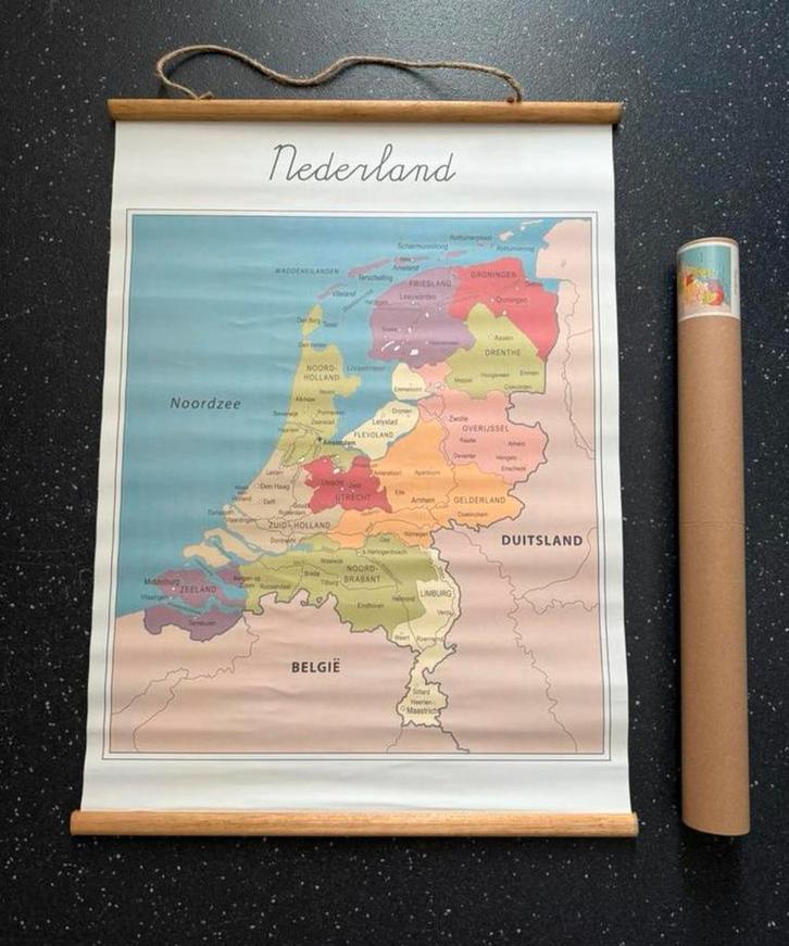 Schoolposter schoolplaat Nederland, Antiek en Kunst, Antiek | Schoolplaten, Aardrijkskunde, Ophalen of Verzenden
