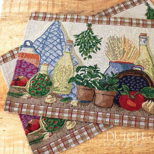 2 Vintage Machine Geborduurde Stoffen Placemats, Antiek en Kunst, Curiosa en Brocante, Ophalen of Verzenden