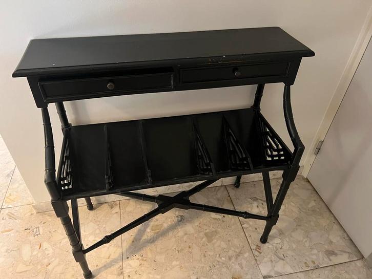 Zwarte Console Tafel met Tijdschriftenrek, Huis en Inrichting, Overige Huis en Inrichting, Gebruikt, Ophalen