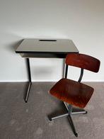 Retro Schoolbankje met Stoel, Huis en Inrichting, Bureaus, Ophalen, Gebruikt, Bureau
