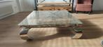 Glazen rofra salontafel met metalen poten - 110x110x37 cm, Ophalen, Vierkant, Minder dan 50 cm, 100 tot 150 cm