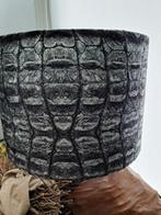 NIEUW Velours lampenkap grijs/zwart fluweel landelijk, Rond, Nieuw, Grijs, Ophalen of Verzenden
