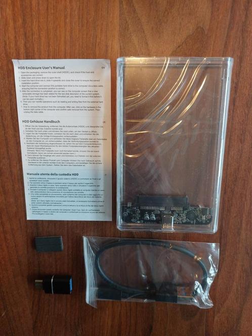 Nieuwe Externe USB3/USB-C case behuizing voor 2,5" HDD/SSD, Computers en Software, Harde schijven, Extern, USB, Ophalen of Verzenden