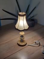 Kleine lamp met leren kap en marmeren voet. Vintage, Antiek., Antiek en Kunst, Ophalen of Verzenden