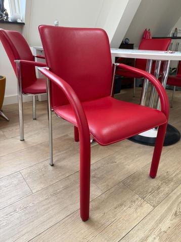 4x Leolux Cimaronne eetkamerstoelen Ferrari Rood leer. beschikbaar voor biedingen