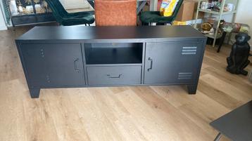 Locker TV meubel Metaal Zwart B 150 x D 40 x H 55 cm