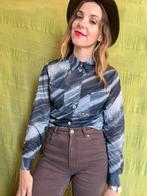Vintage blouse, maat 38/M - grijstinten - 90's, Maat 38/40 (M), Ophalen of Verzenden, Vintage, Grijs