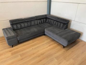 Mooie luxe grijze velvet fluwele hoekbank - GEREINIGD!!! beschikbaar voor biedingen