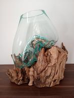 Prachtige grote druppelvaas op drijfhout, Huis en Inrichting, Woonaccessoires | Vazen, Overige kleuren, Ophalen of Verzenden, Minder dan 50 cm