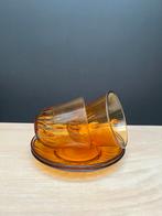 Set amber theekopjes, Huis en Inrichting, Keuken | Servies, Gebruikt, Ophalen of Verzenden, Glas, Overige stijlen