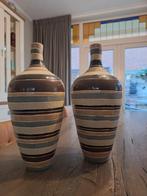 2 decoratieve vazen gestreept, Huis en Inrichting, Woonaccessoires | Vazen, Ophalen, Overige kleuren, Minder dan 50 cm, Glas