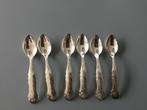Zes verzilverde theelepels met sierlijk design, Ophalen of Verzenden