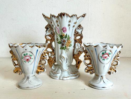 Drie antiek Biedermeier vaasjes porselein, Antiek en Kunst, Antiek | Porselein, Ophalen