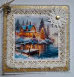 Winterse kaart met gehaakte rand, Ophalen of Verzenden, Zo goed als nieuw, Kerst