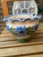 Klein wandpotje blauw bloemen, Gebruikt, Rond, Ophalen of Verzenden, Aardewerk